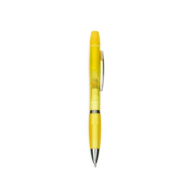 Caneta Plastica com Marca Texto