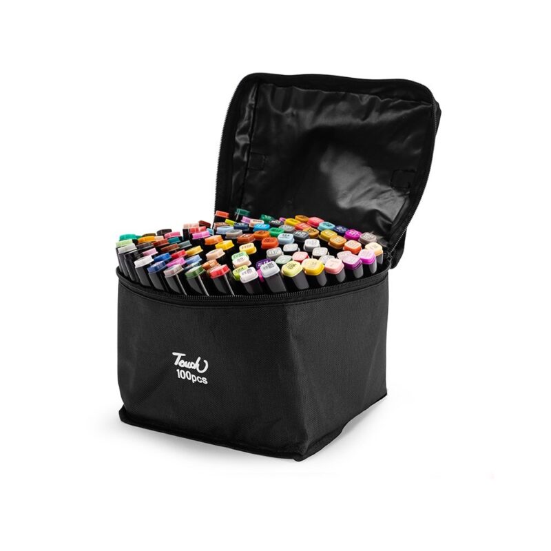 Kit Canetas Marcadoras Pontas Duplas com 100 Cores